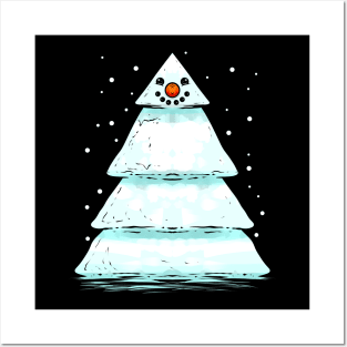 Christmas Tree Shaped Snowman For Christmas Posters and Art